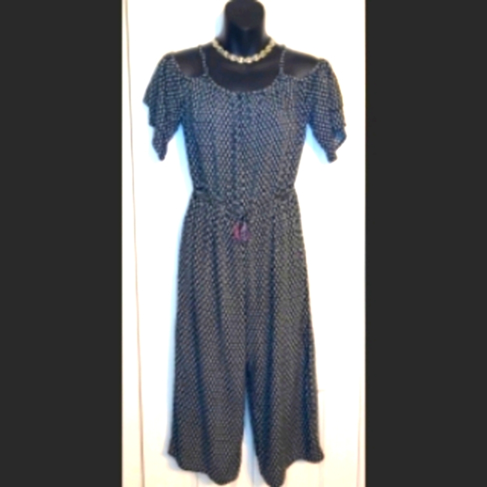 Girls Blue Floral Jumpsuit Size 10/12 Short Sleeve Art Class